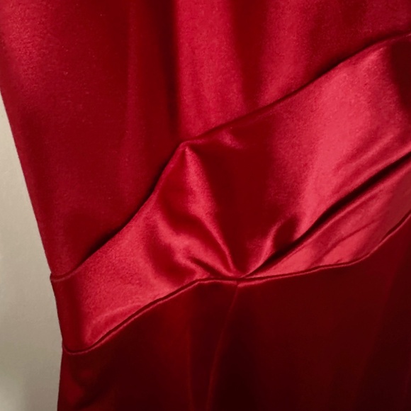 Peter Soronen Long Burgandy Satin dress size sm - Picture 3 of 8